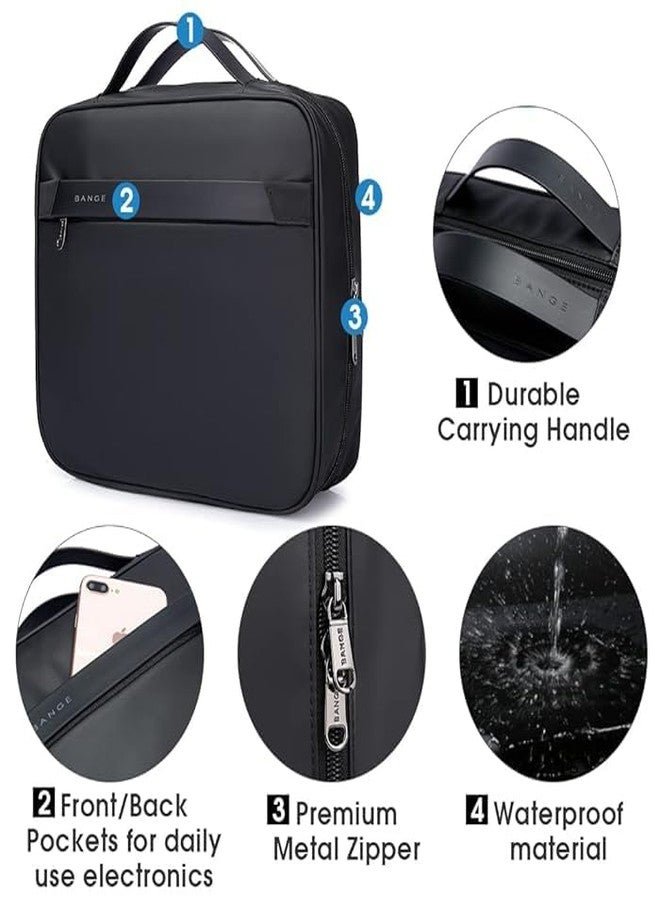 Red Lemon BANGE Men & Women The Hanging Toiletry Bag | 3 Split Black Travel Pouch Accessories Grooming Organizer Kit with Hook (Grey) - Image 4